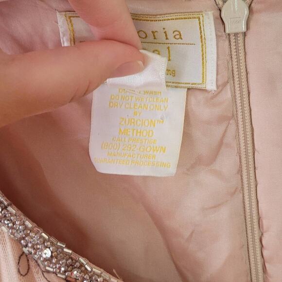 Victoria Royal Vintage Beaded Lace Champagne Gown - Picture 8 of 16